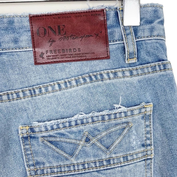 One Teaspoon Freebirds Jeans 26 Extreme Distressed Light Wash Skinny Ankle Jeans - Picture 5 of 6